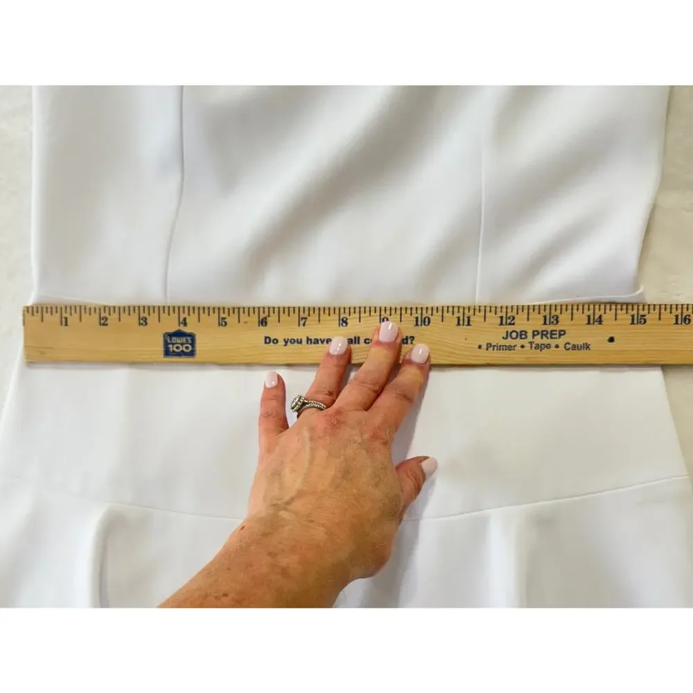 Alice + Olivia Brinda Ruffled Hem Dress Womens 10 White Fit and Flare Cocktail - Picture 8 of 13